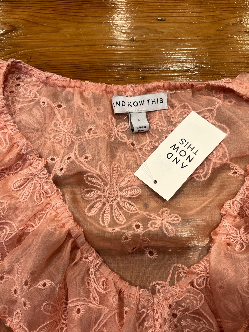Pink Embroidered Ruffled Tiered Tie-Front Crop Top Blouse - Cottagecore Romantic - Picture 4 of 6